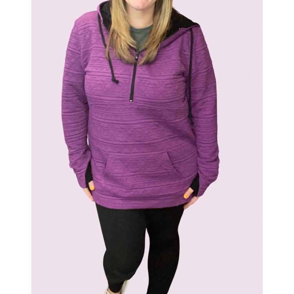 NEW MICHELLE MAE half zip hoodie in purple aztec